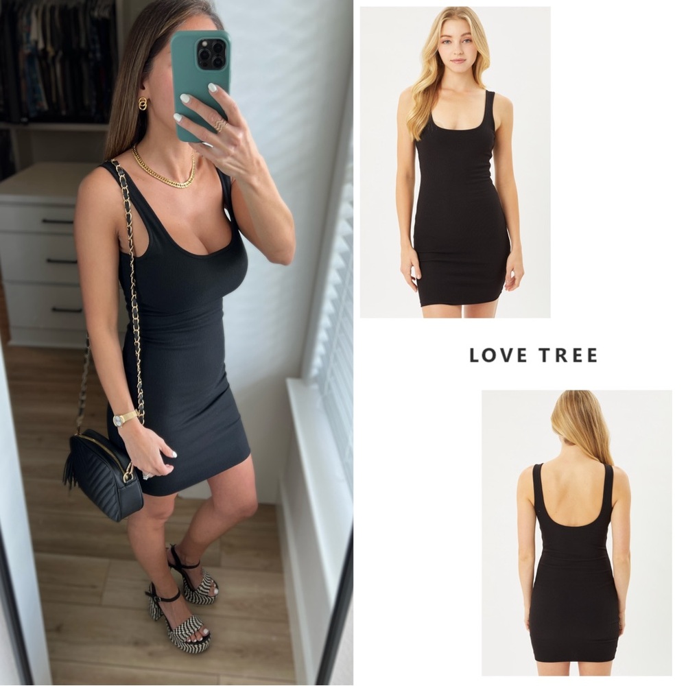 Black Ribbed Knit Bodycon Mini Dress